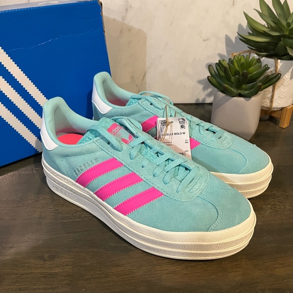 adidas Gazelle Bold Flash Aqua Lucid Pink - Picture 9 of 11